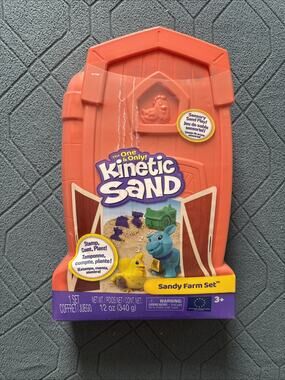 Kinetic Sand, Sandy Farm Set with 12oz Play Sand, 6 Tools & Molds, Reusable Barn